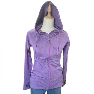 ALO Yoga Heathered Purple hoodie sport jacket multiple zippers newer condition